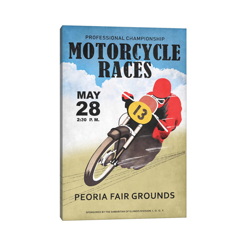 Motor-Cycle Races Roanoke by Mark Rogan - Print on Canvas, Wrapped Canvas, 66.04cm H x 45.72cm W x 3.81cm D