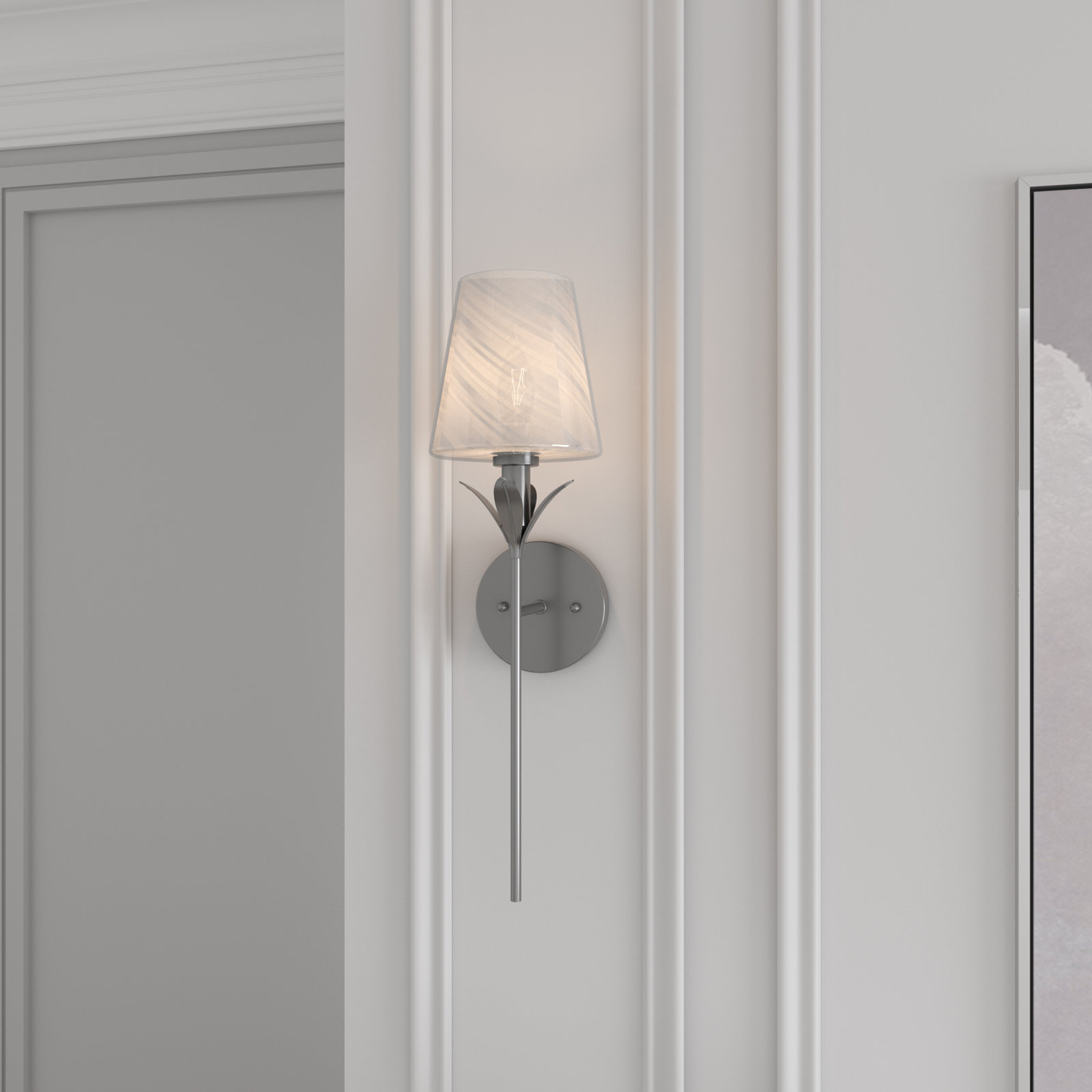 Mara Single Light Dimmable Brass Wallchiere, Brushed Nickel