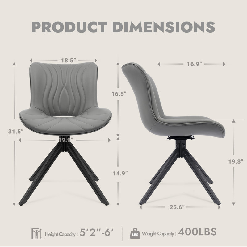 Upholstered Mid-century Modern Dining Chairs Swivel Dining Room Chairs, Gray