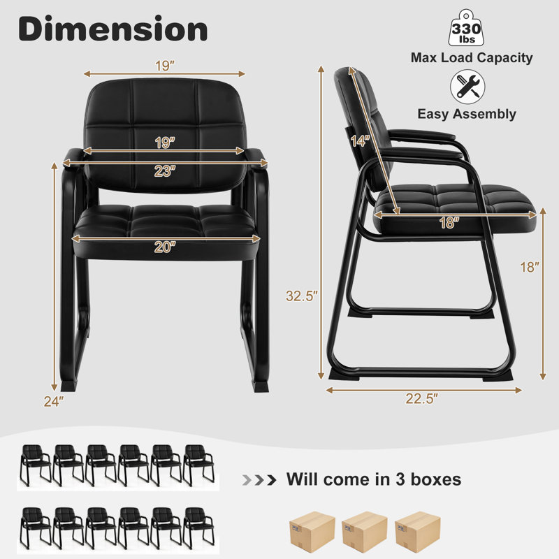 Ensemble de 12 chaises d'invité rembourrées avec accoudoirs Costway