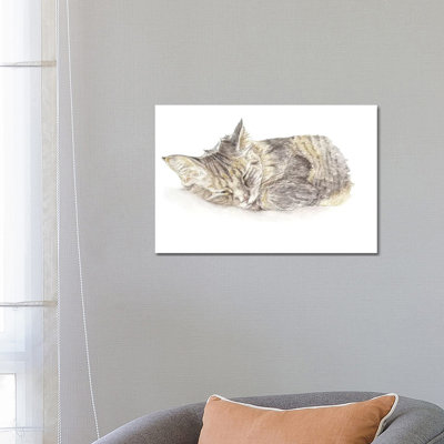Sleeping Grey Kitten by Wandering Laur - Wrapped Canvas Painting