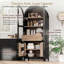 Armoire de rangement de 71 po de haut avec porte en verre arquée, armoire de cuisine avec porte, supports de rangement internes, tiroir caché, tablette ouverte et réglable, armoire de cuisine, salle à manger, facile à assembler-129472463