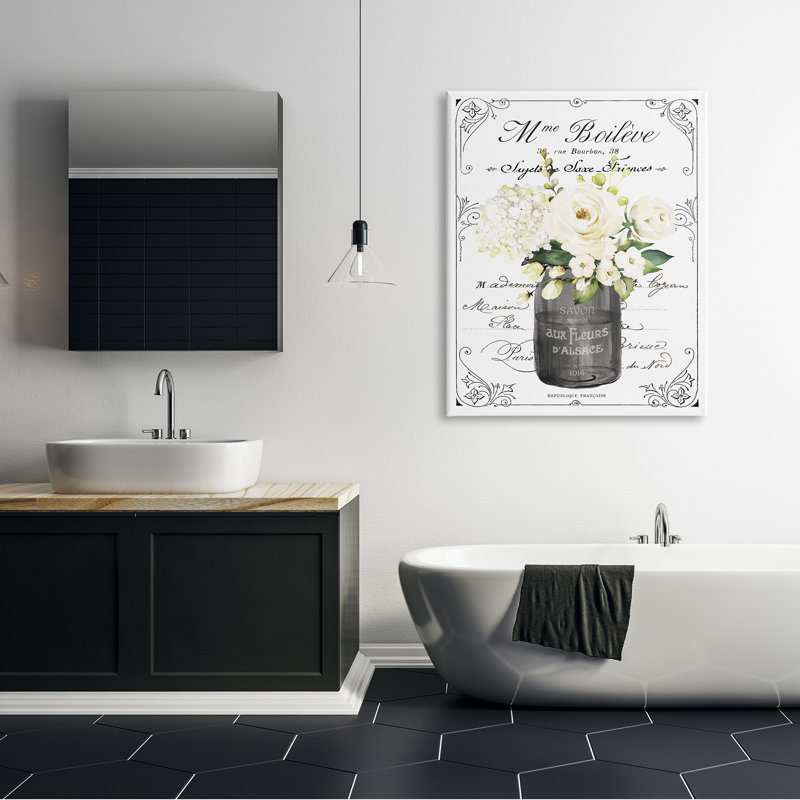 Art mural rétro surdimensionné en toile avec fleurs blanches, H 48 po x l 36 po, Peste de bois