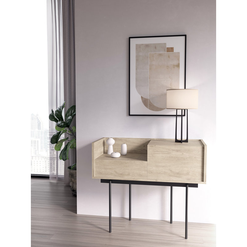 Amesfield 98cm Console Table, Graphite, Light Oak, 84cm x 98cm x 42cm
