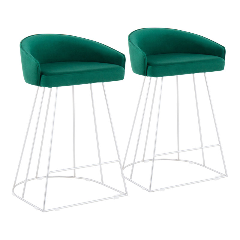 Tabouret de comptoir rembourré 25,5 po Sienna, Vert, Acier inoxydable