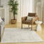 Power Loom Synthetic Fibers Abstract Area Rug in Ivory/Gray-1137874911