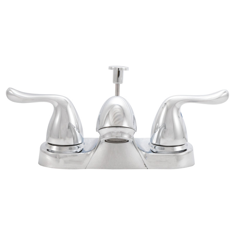 FlowCurve 4 in. Centerset 2-Handle Low-Arc Bathroom Faucet with Pop-Up Drain in Polished Chrome