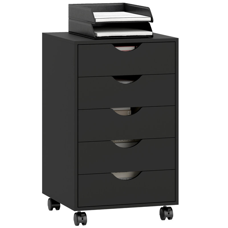 Mileno 5 Drawer Filing Cabinet, Black