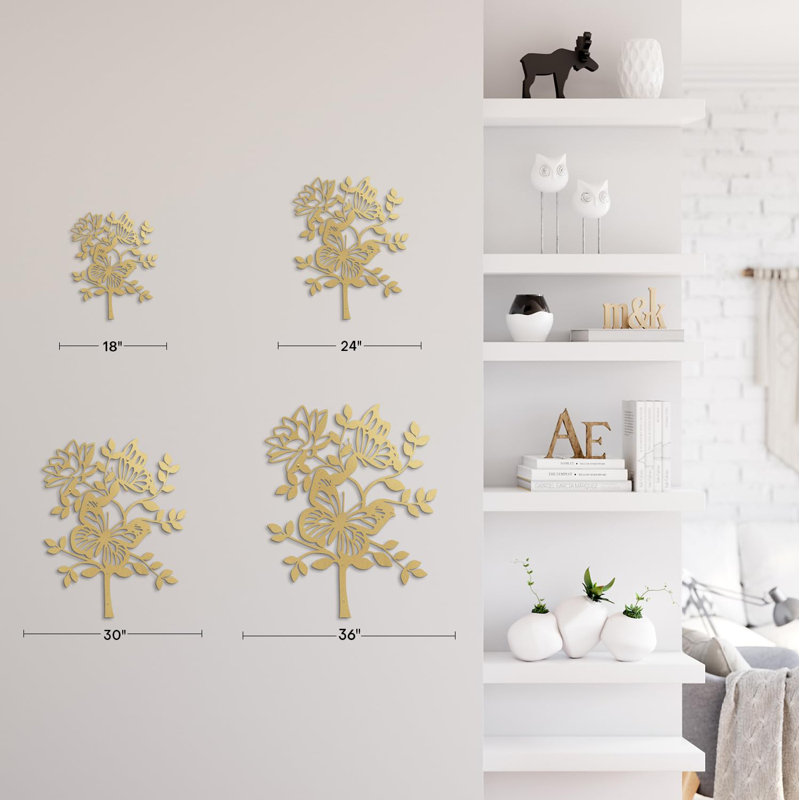 Décoration murale en métal, Or, H 30 po x l 20 po x P 0,05 po