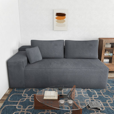 67“ Compression Cloudy Corduroy Couch with Deep Seat,  Modular Piece, No Assembly Required