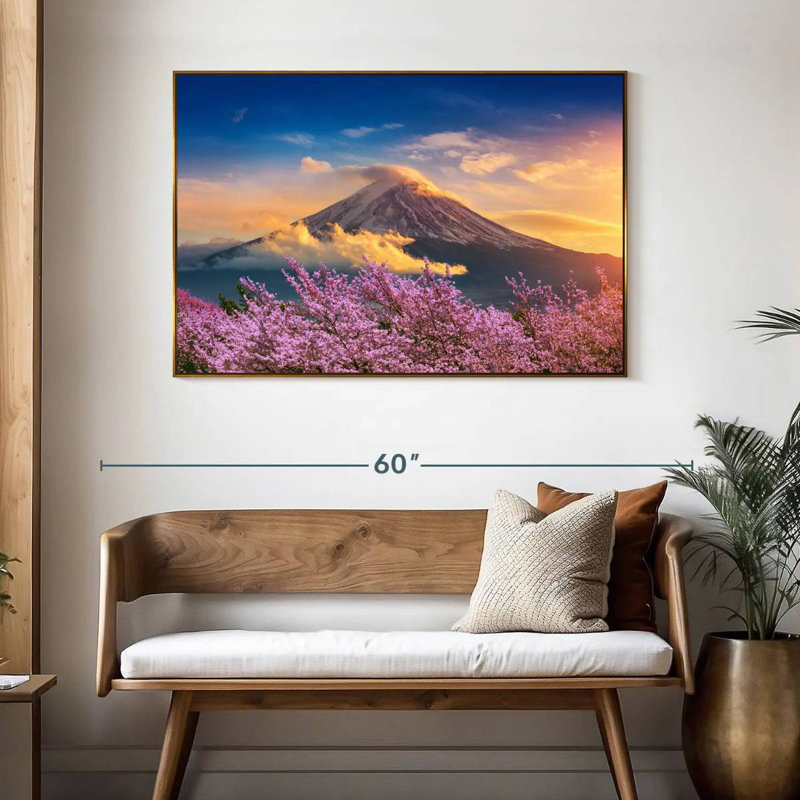 Mont Fuji, 46 po x 31 po, Cadre flottant doré