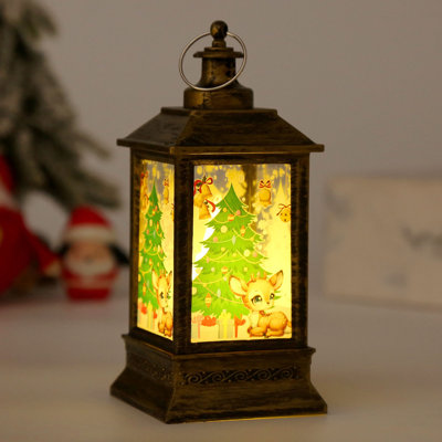 Décoration de Noël lanterne à vent à DEL avec veilleuse de Noël