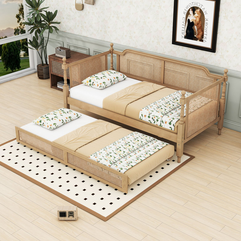 Wood Daybed with Trundle, Twin, Antique Walnut