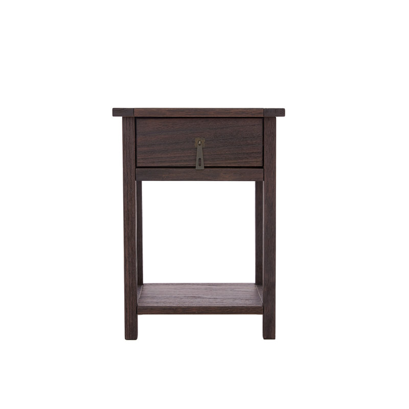 Bastian 40cm W Solid + Manufactured Wood Bedside Table, Brown