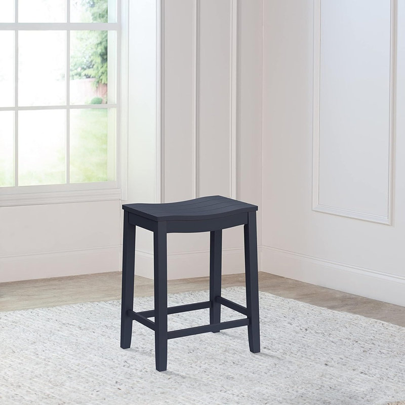 Tabouret à hauteur de comptoir sans dossier Fiddler - bleu marine - siège de style selle, structure en bois massif, îlot de cuisine et sièges de salle à manger