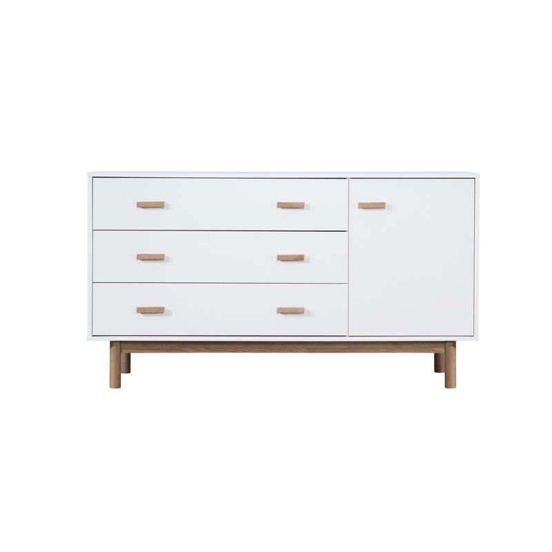 Isabeau 144 Cm Wide 3 Drawer Highboard, White/Oak