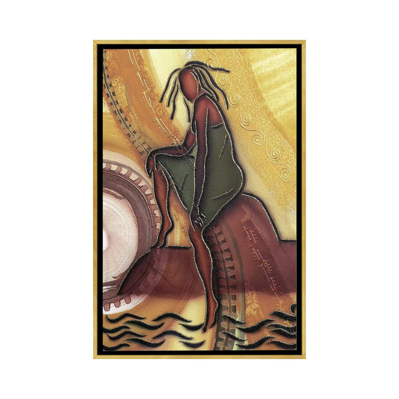 « By the Water » par Fred Odle-impression, Pas de tapis, H 26 po x l 18 po x 1,5 po, Toile encadrée d'or