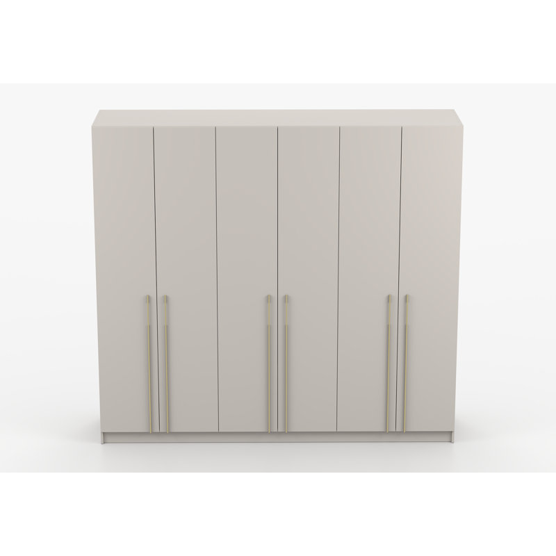 Demeta 6 Door Laminate Wardrobe, Kaszmir front/Kaszmir doors, gold handles