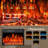43” Electric Fireplace Mantel Wooden Surround Firebox, Tv Stand With 23" Freestanding Electric Fireplace-1287232796