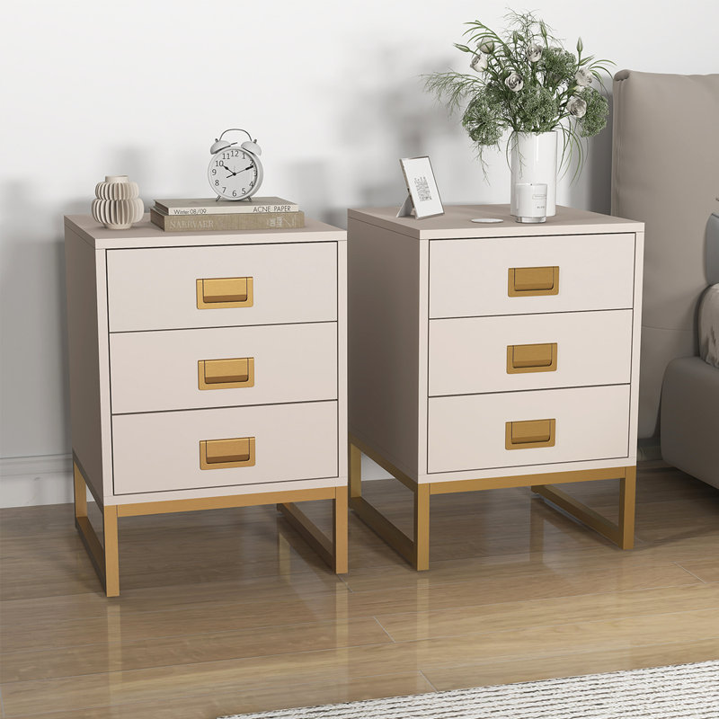 40cm W Metal Bedside Table