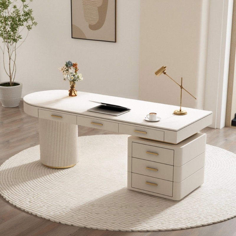 Bureau de style crème, Retour à droite, H 29,53 po x l 62,99 po x P 27,56 po