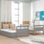 Lit simple superposé au dessus d'un lit double avec rangement - Gris (OLD SKU: LP000022AAE)-1959618680