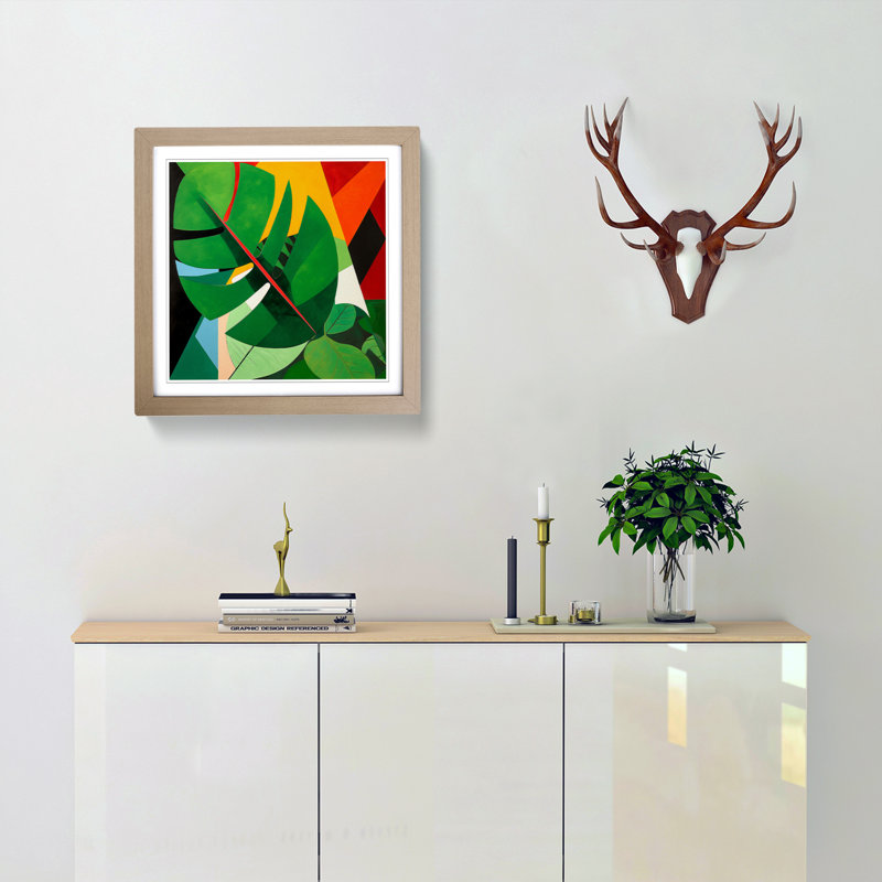 Tropical Leaf Suprematism No.8 - Framed Print, Oak