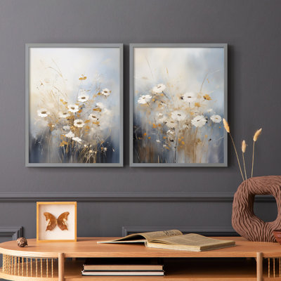 FLORAL Series CCCCLIX - reproduction encadrée de qualité supérieure - prête à être accrochée - aucun clou requis - aucun clou requis