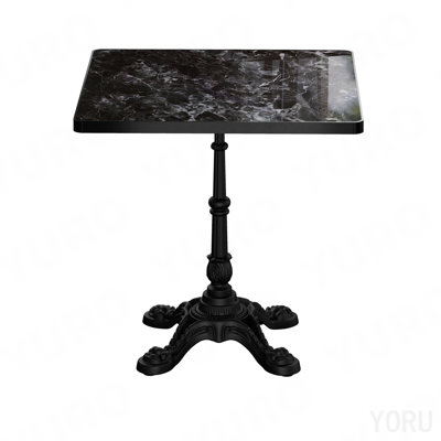 Table carrée en marbre fritté d'aspect marbre - base en fonte robuste pour bistro, café, bar et maison