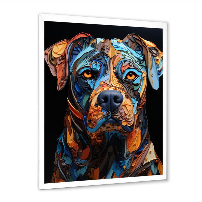 «Boxer Boldness I», art mural sur toile, Cadre simple blanc, H 40 po x l 30 po x P 1,5 po