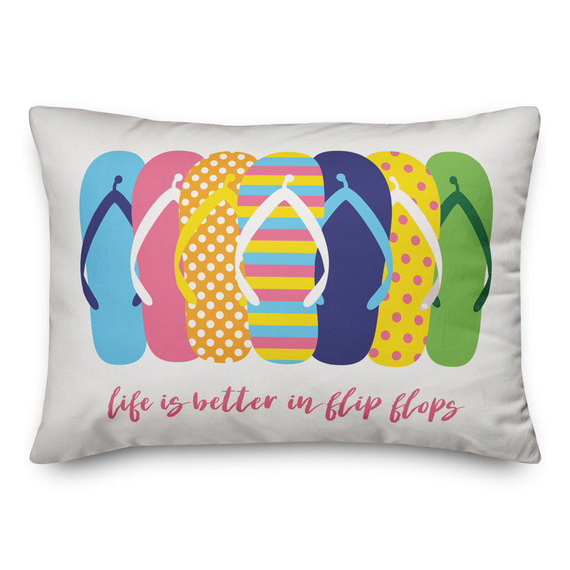 Housse de coussin et insert Life is Better in Flip Flops, Polyester / Bourre en polyester