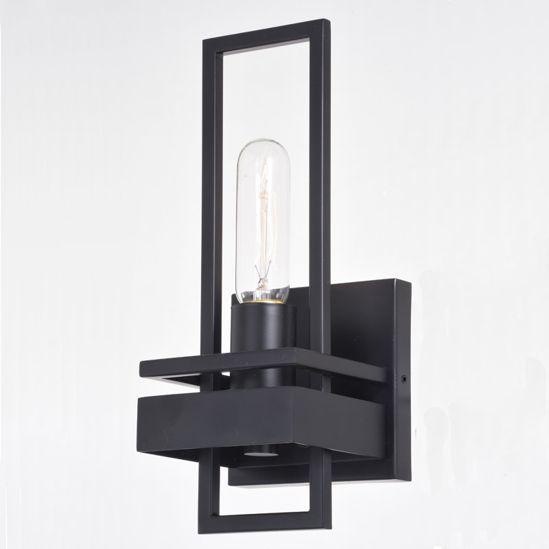 Aiden Steel Armed Sconce, Matte Black, 11.75" H x 4.75" W x 4.75" D