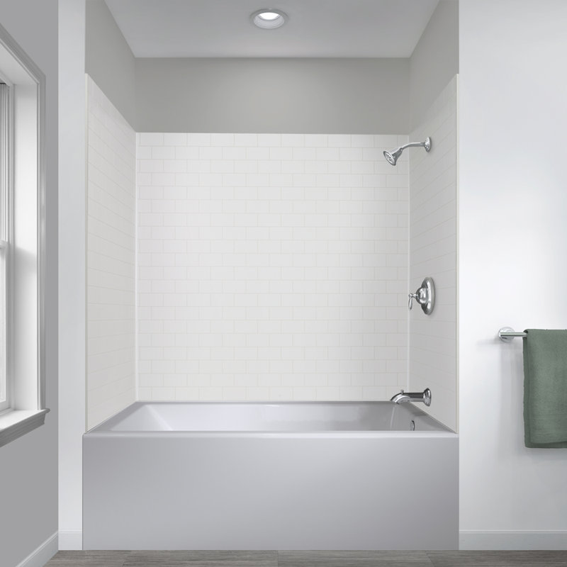 White Subway 60" x 32" x 78" Five Panel Alcove Shower Kit