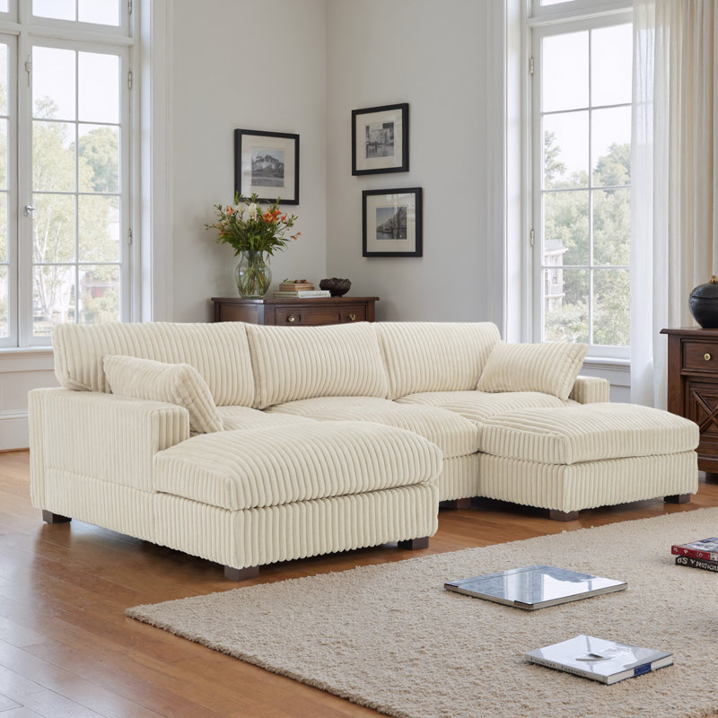Canapé modulaire réversible 3 pièces rembourré en flanelle de fourrure de lapin avec canapé modulaire et coussins 3 pièces