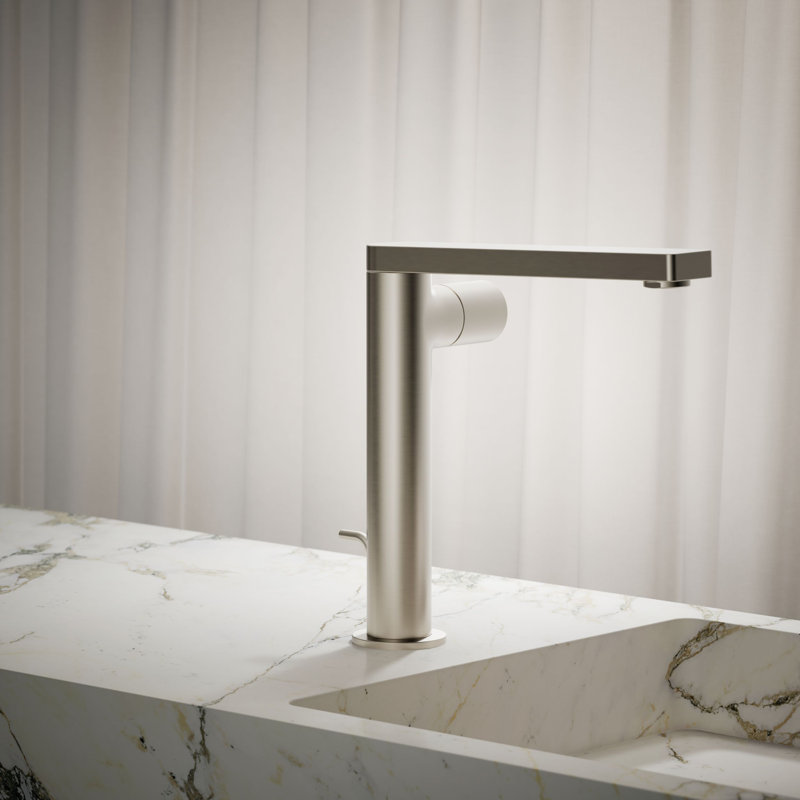 Single-Handle Bathroom Faucet with Drain Assembly, Brushed Nickel