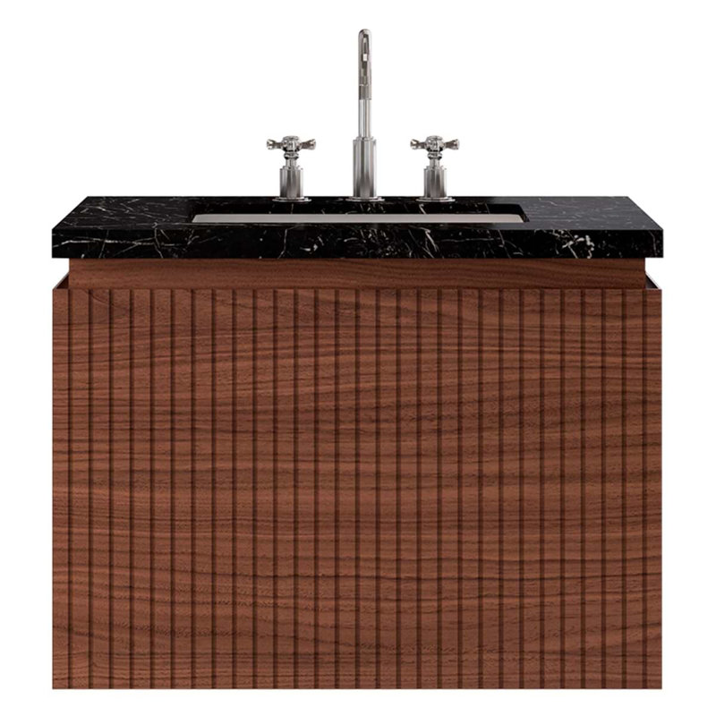 Melrose Single Vanity, Walnut, 30", Black