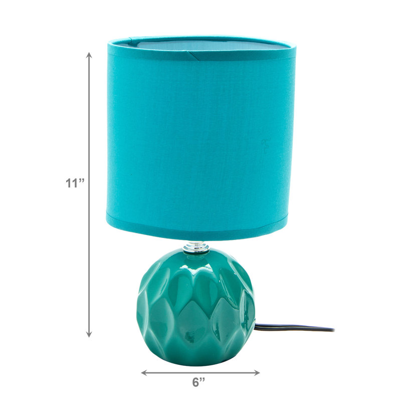 Lampe de table en céramique avec abat-jour Jolene bleu sarcelle, Vert, Vert