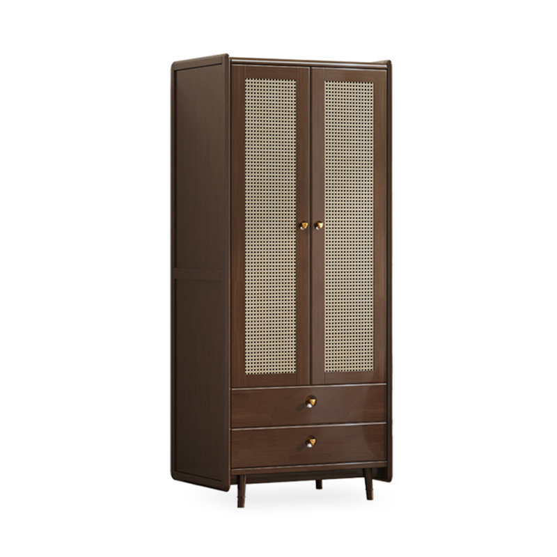 Armoire en rotin de bois massif de style Wabi-sab, Brun