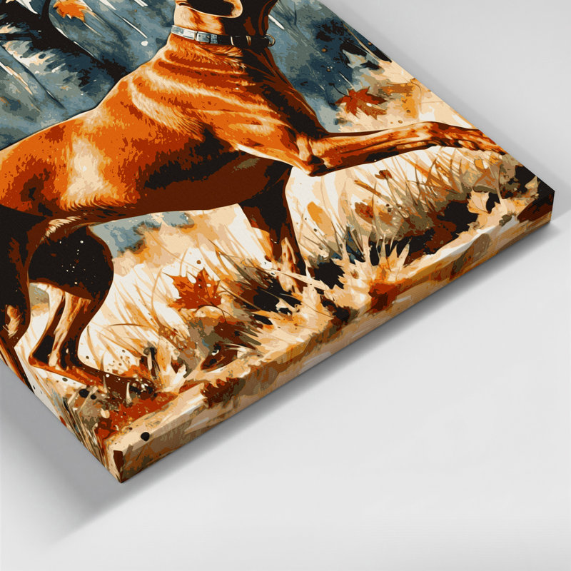 Chiens, art mural sur toile brune Vizsla, H 11 po x l 14 po