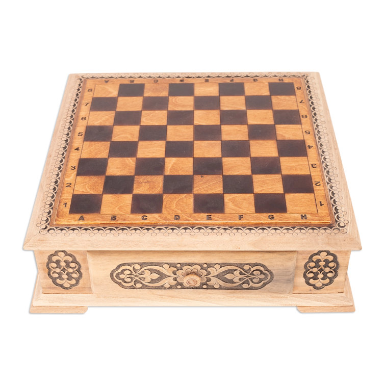 Novica 2 Player Wood Chess And Checkers Set