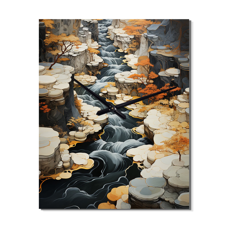 Abstract Waterfall Endless Journey - Landscapes Wall Clock Oversized, Small