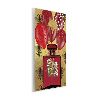 «Glam Red Bee Perfume», art mural sur bois par Yvonne Coleman Burney