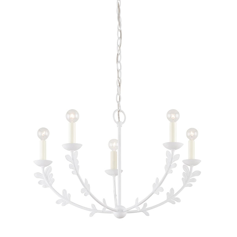 Florian 5 Light Small Chandelier - Gesso White, Gesso White