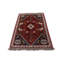 Tapis décoratif en laine rouge shiraz de conception unique 3 pi 5 po x 4 pi 11 po noué à la main 2010s
