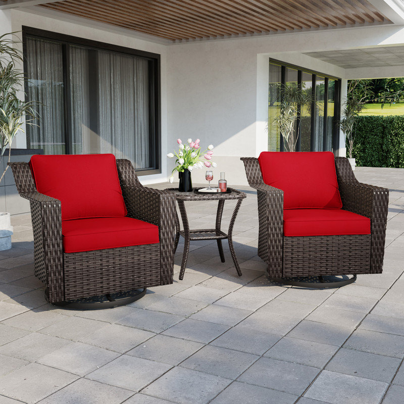 Patio Conversation Sets with Cushions, Red