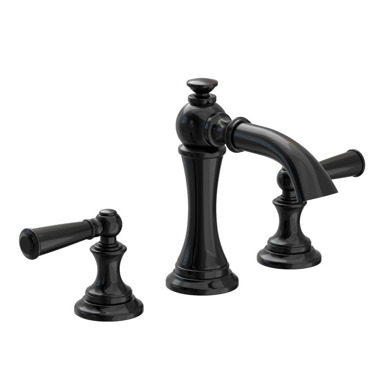 Sutton Widespread Bathroom Faucet with Drain Assembly, Gloss Black