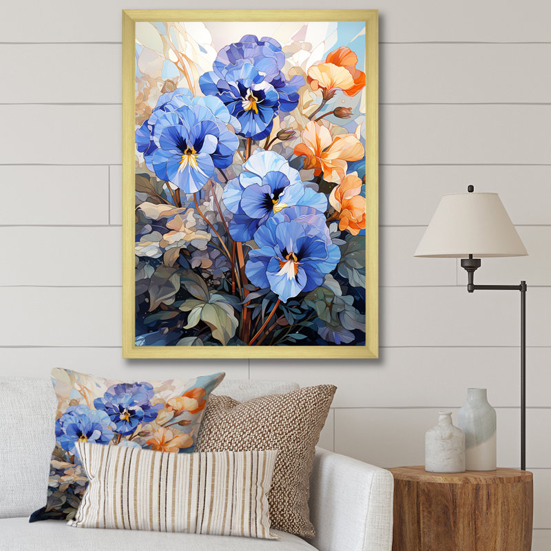 Vibrant Pansy Medley III, H 20 po x l 12 po x P 1 po, Cadre doré simple