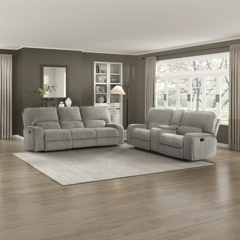 Amite Canapé inclinable droit en chenille W, Chenille Moka