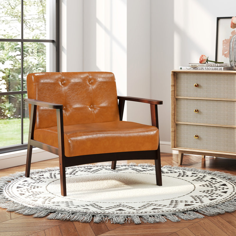Fauteuil en cuir végétalien de 27 po de largeur conforme à Kandas CAL117, Similicuir brun clair