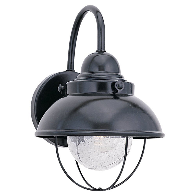 Luminaire de grange d'extérieur en verre bullé Audrey, Noir